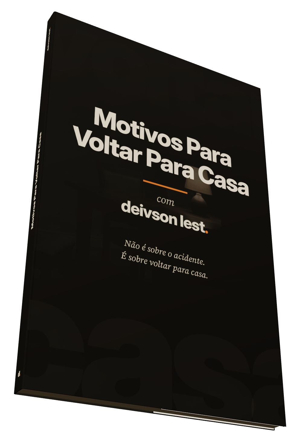 Livro Motivos Para Voltar Para Casa aberto, em vista tridimensional.